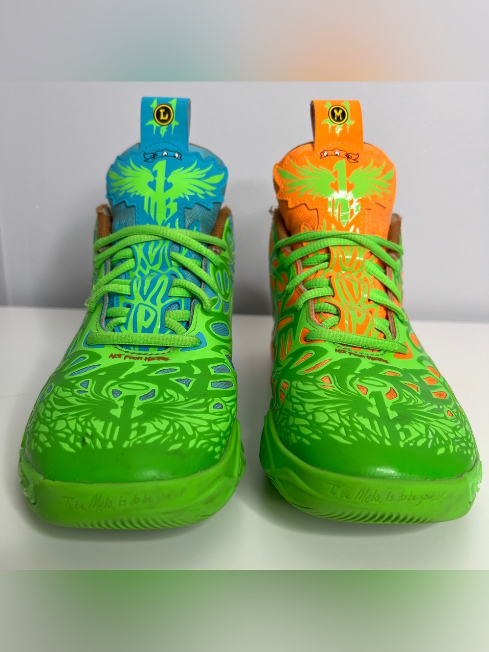 Rare PUMA x LaMelo Ball MB.04 TMNT Leonardo & Michelangelo Sneakers Youth 5 - Picture 5 of 11